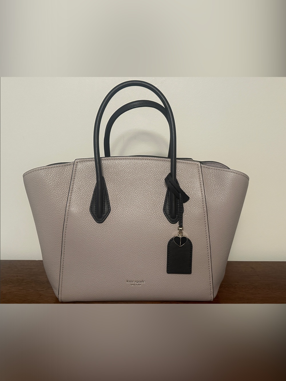 kate spade Two-Tone Pebbled Leather Tote in Dusty Rose and Black